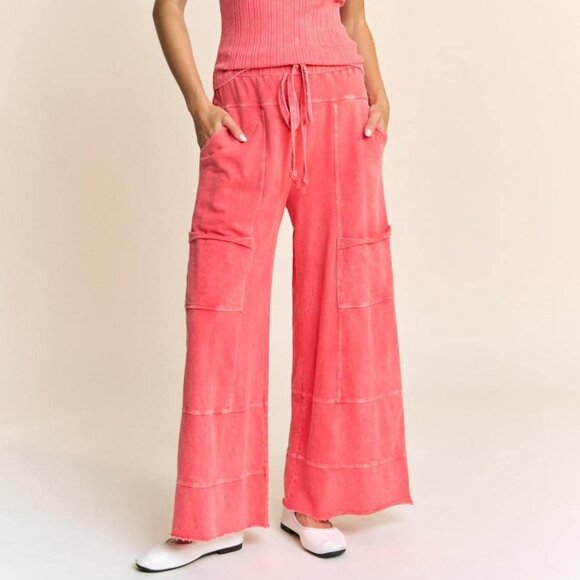 JHER CORAL FLARE CARGO STYLE FLOWY PANTS L - Picture 1 of 2